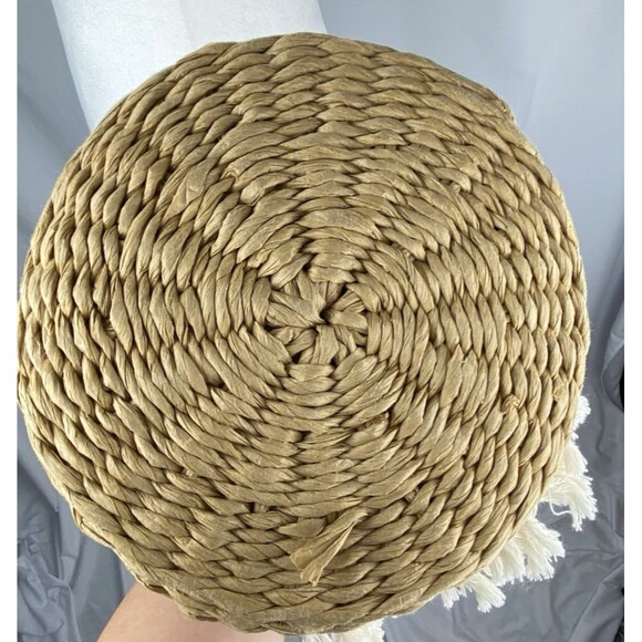 American Eagle Bag Macrame Crochet Straw Canvas Crossbody Shoulder Bag Fringe - Picture 6 of 7